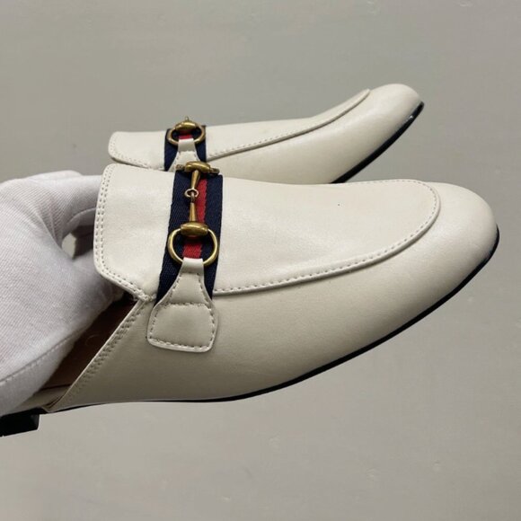 NWOB Gucci Women's Princetown Leather Horse Bit Mule White Size 40. - Picture 7 of 10